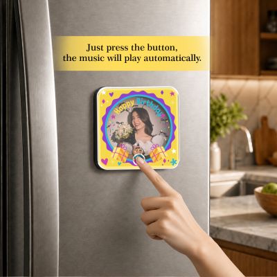 Personalized Happy Birthday Musical Fridge Magnet with Music Speaker Birthday Gift for Girlfriend, Wife, Sister & Friends Rechargeable Sound Speaker, Birthday Return Gift Idea